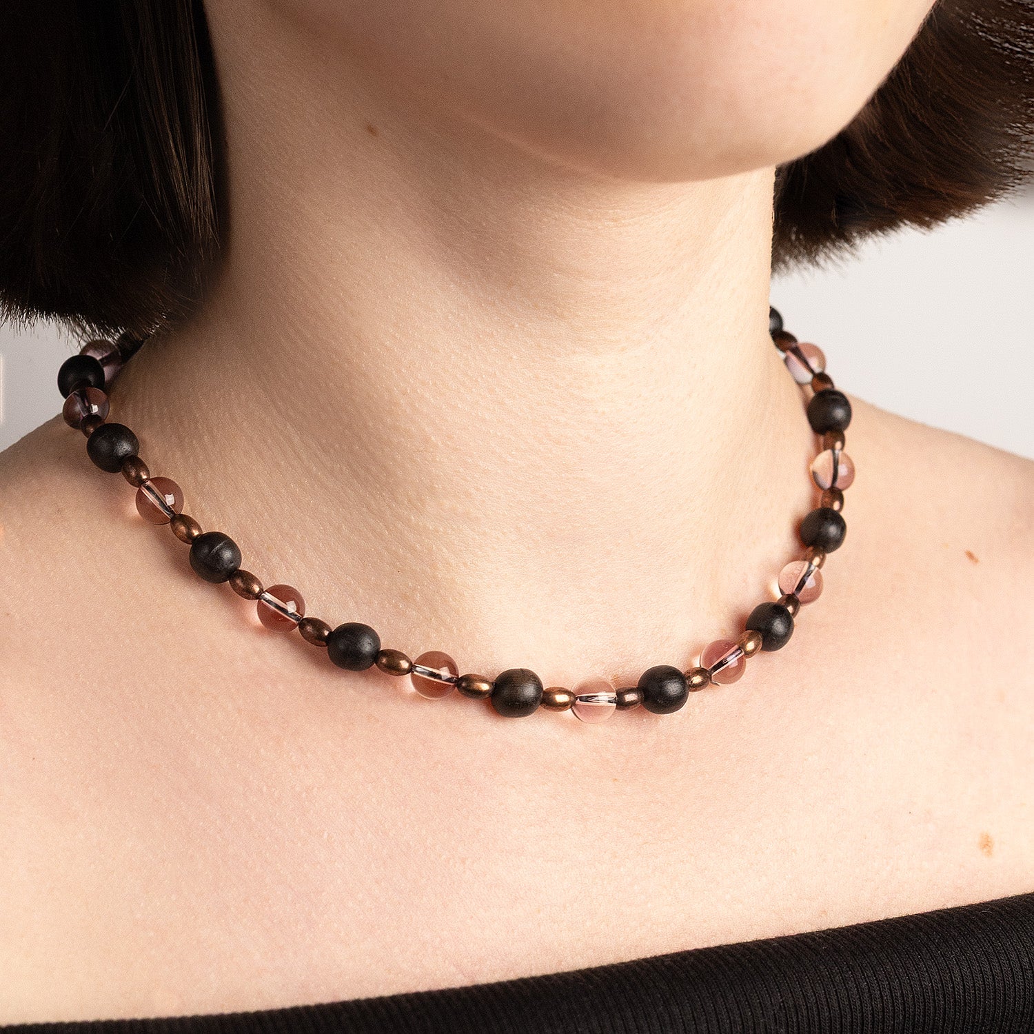Bog Oak Bead Choker
